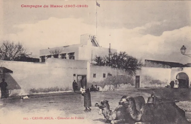 Carte postale ancienne MAROC MOROCCO campagne 1907 CASABLANCA consulat de France