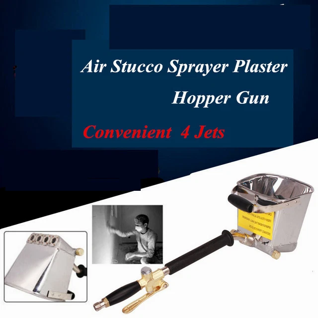 Cement Mortar Concrete Stucco Air Sprayer Hopper Paint Wall Plastering Gun 4 Jet