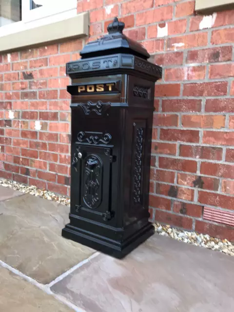 METZ Large Black Letter Box Post Box Mail Letterbox Drop Tall Free standing