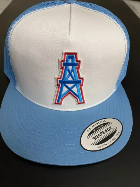 HOUSTON OILERS BLACK THROWBACK COACH JERRY GLANVILLE STYLE HAT CAP SNAPBACK  NEW