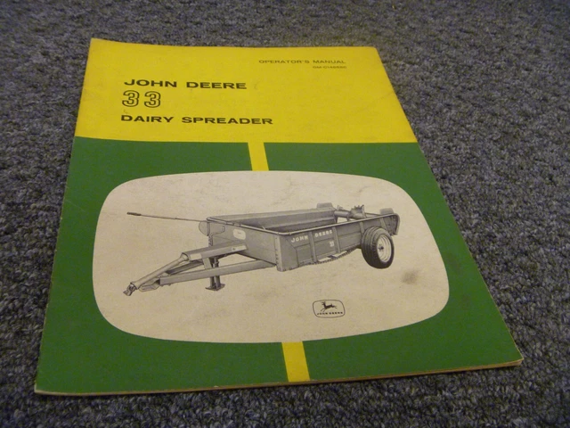 John Deere 33 Dairy Spreader Owner Operator Maintenance Manual OM-C14858C