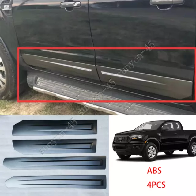 4PCS For Ford Ranger 2019-2021 ABS Black Door Side Skirt Body Moldings Trim