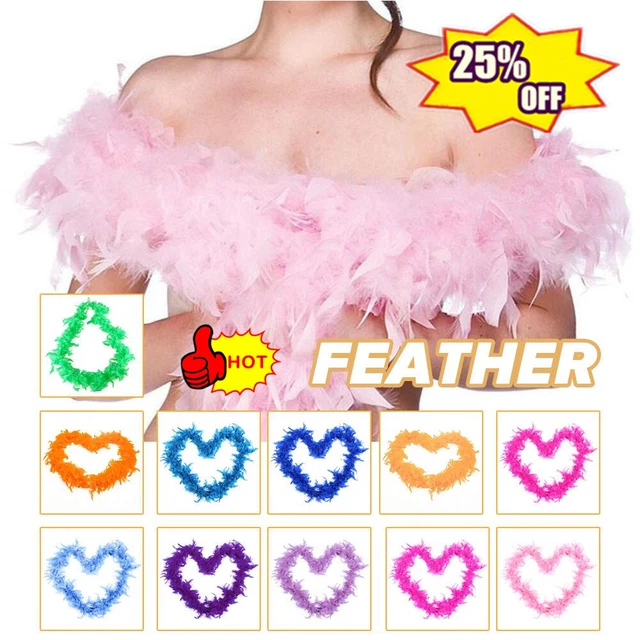 2M Piuma Boa Polla Festa Burlesque Abito Fantasioso Accessorio Costume Arredamento Casa Natale