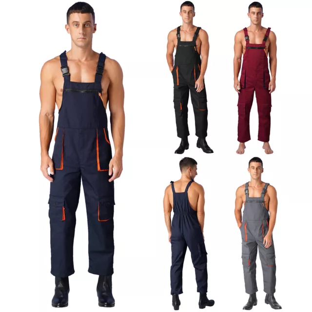 S-4XL MENS OVERALLS Workwear Coveralls Fashion Dungarees Bib Bodysuit ...