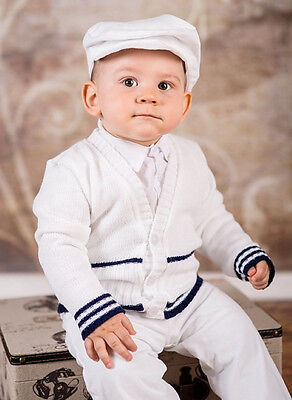 Baby Boy White Navy Outfit Smart Wedding Party Suit Christening Baptism Sailor