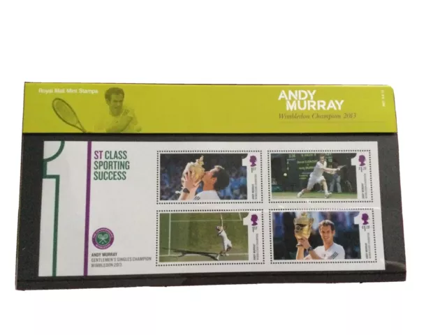 Andy Murray Wimbledon Champion 2013   Royal Mail Mint Stamps Presentation Pack