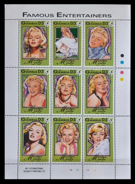 162. Gambie 1993 Tampon S/S Famous Animateurs, Marilyn Monroe. MNH