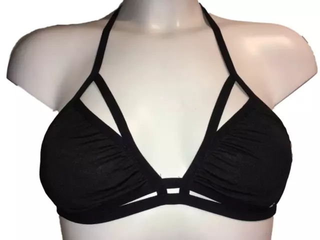 Black Bralet Bralette Bra Medium 10 Strappy clingy top soft cup teenager stretch