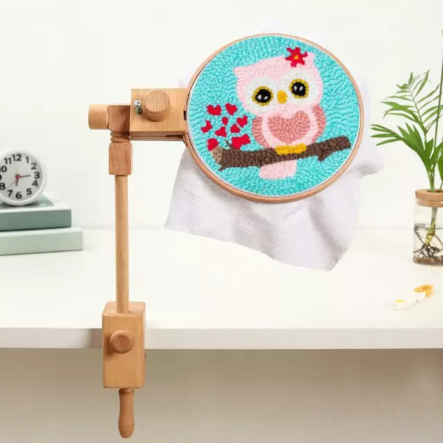 Solid Natural Beech Wood Embroidery Hoop Stand Tabletop Cross Stitch Frame