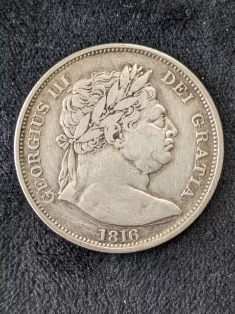 1816 George III Milled Silver 'Bull Head' Half Crown - EF Condition