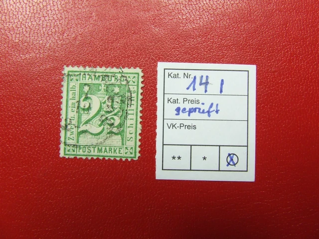 Briefmarke Hamburg, Altdeutschland, 2 1/2 Schilling, Michel 14 I, echt geprüft