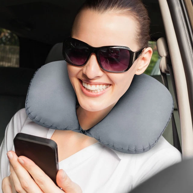 Inflatable Pillow Air Cushion Neck Rest U-Shaped Compact Plane Flight Travel 7