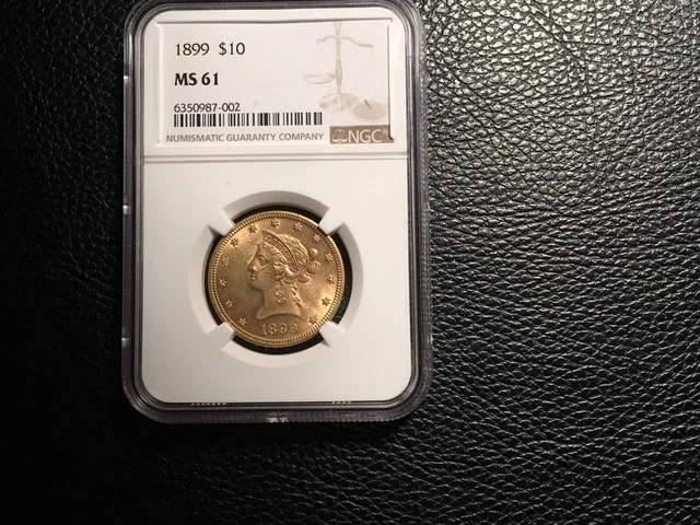 1899 $10 Liberty Gold Coin NGCMS 61 Uncirculated Slightly Better Date