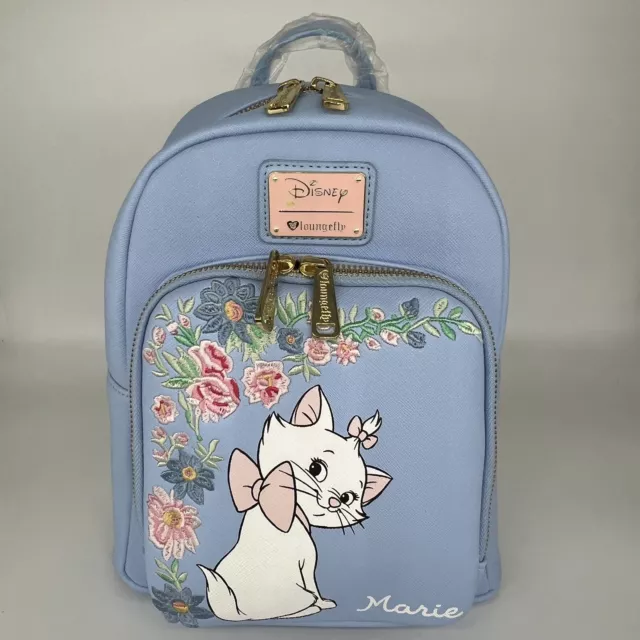 NWT Loungefly Disney Aristocats Marie Periwinkle Blue Mini Backpack Embroidered