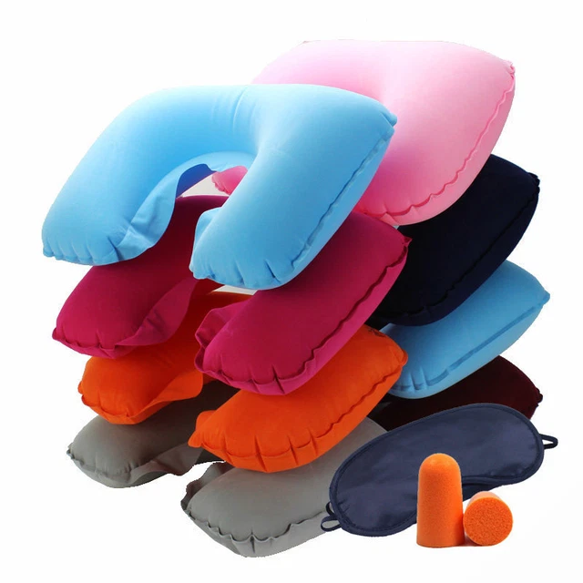 Portable Inflatable Flight Pillow Neck U Rest Air Cushion