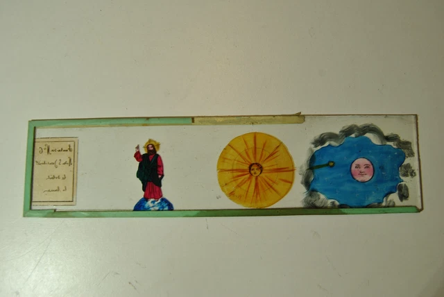 Grande Plaque De Lanterne Magique Ancienne – Peinture Sur Verre – Collection