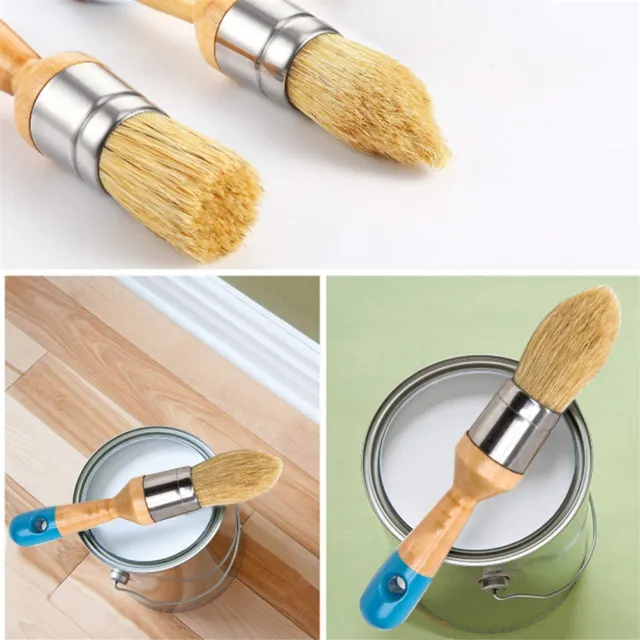2pcs Reusable Chalk Paint Brush For Furniture Home Decor Portable Wood Handle