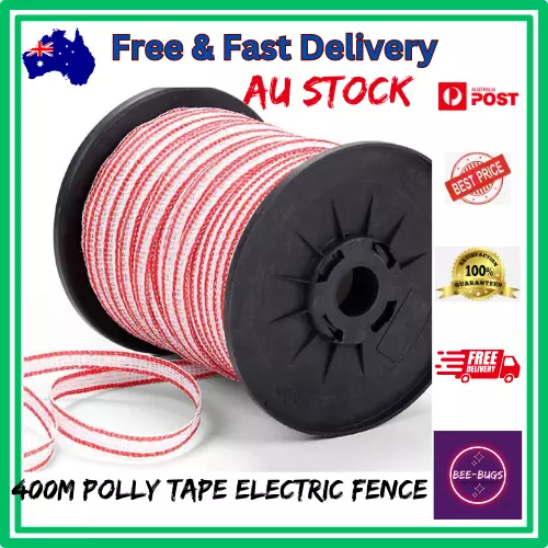 Giantz Electric Fence Wire 400M Tape Fencing Roll Energiser Poly Stainless Steel