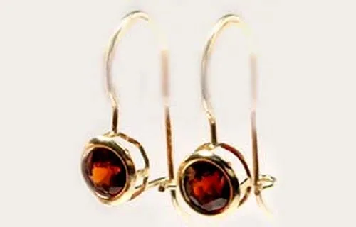 19thC Antique 1¼ct Bavaria Red Spessart+10k Gold Earrings Ancient Rome Carbuncle