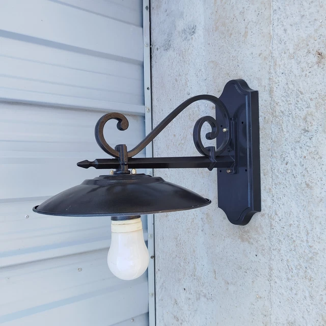 Lampada Da Parete In Ferro Battuto Con Piatto Smaltato Modello B - Foto 10