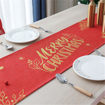 Christmas Table Runner Table Flag Cloth Cover Xmas Dining Home Party Decor UK