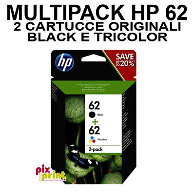 HP 62 ORIGINALE MULTIPACK  1 nero + 1 colore - N9J71AE OJ 5740 ENVY 5540
