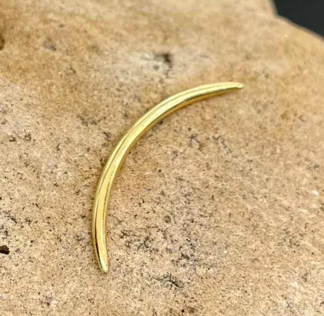 925 Sterling Silver Gold Rhodium Curved Tribal Tusk Size: 18g to 00g and Custom