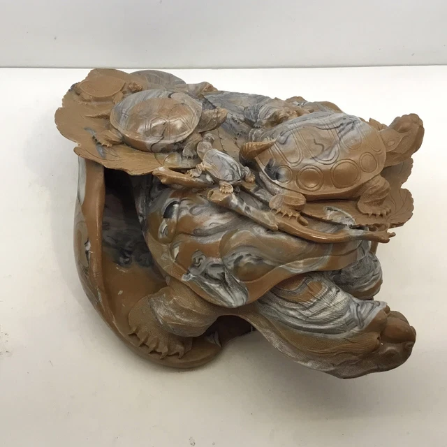 Turtle with Babies - Large Hand-carved Shaushan Chinese Carved Stone Sculpture 3