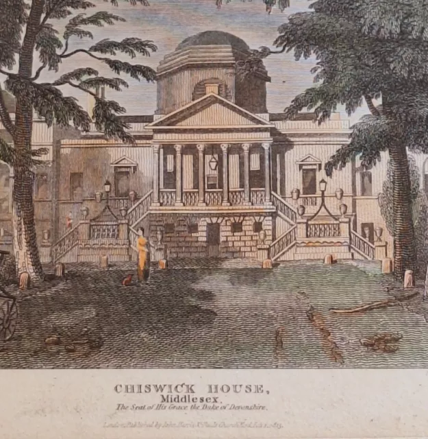 Chiswick House Antique Etched Print - Framed