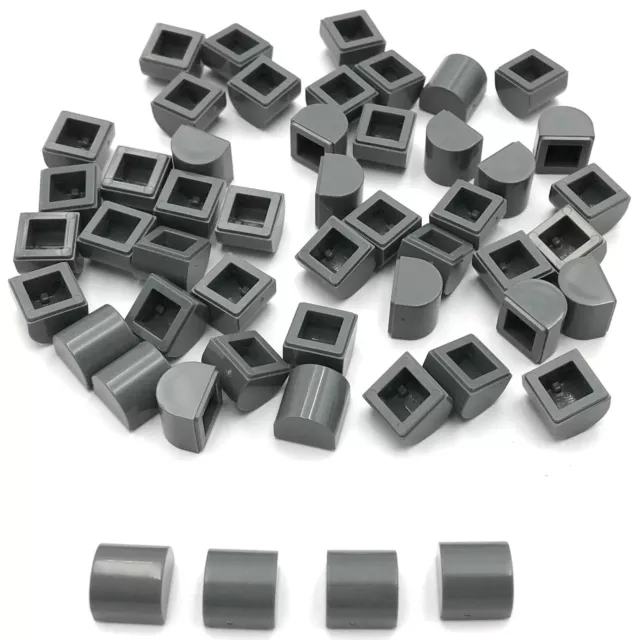 Lego 50 New Dark Bluish Gray Slope Curved 1 x 1 x 2/3 Double Pieces