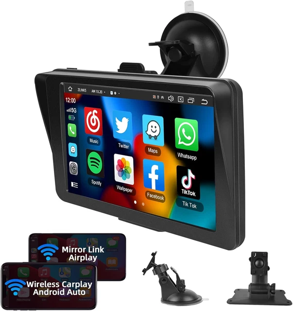 Navigatore GPS Moto 5 Pollici Con CarPlay Wireless E Android Auto - Touch Screen IPX7 Impermeabile, Doppio Bluetooth, Kit Staffa Incluso