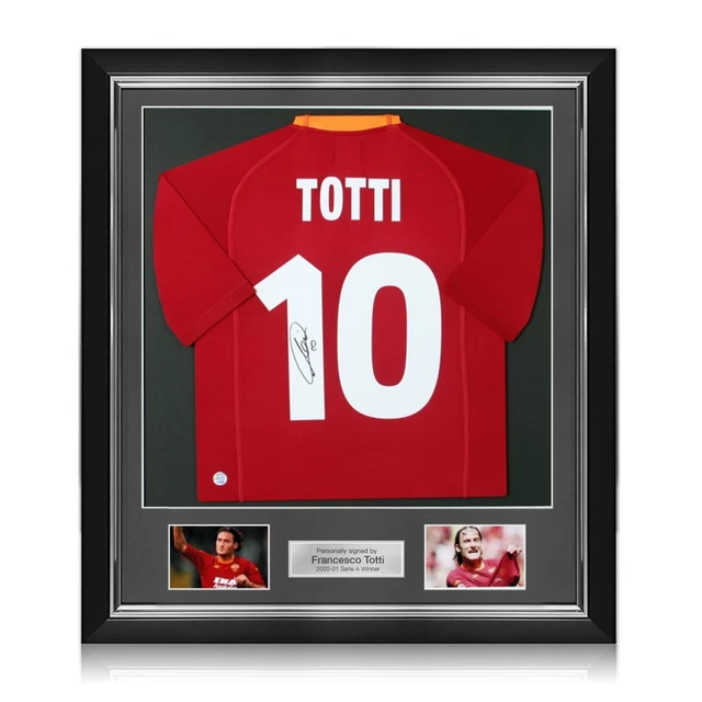 Francesco Totti Signed AS Roma 2000-01 Scudetto Football Shirt. Deluxe Frame