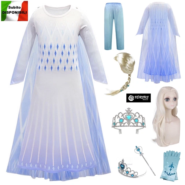 FROZEN 2 PZ Vestito Carnevale Elsa Bianco White Simil Elsa Costume Dress  FROZ036 EUR 29,90 - PicClick IT