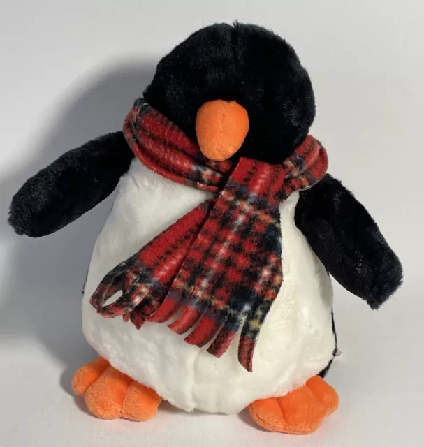 Russ Berrie Chatters Penguin With Tartan Scarf   9" Plush Soft Toy