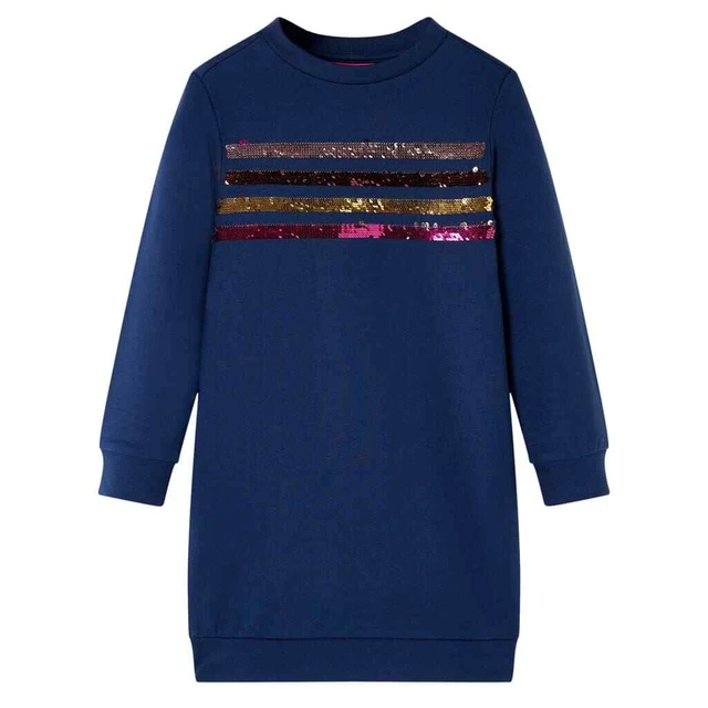 Abito in Felpa da Bambina con Strisce Paillettes Blu Marino 116 vidaXL