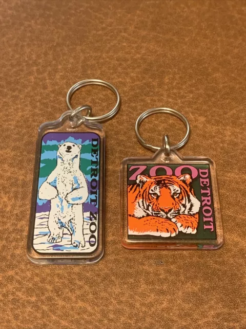 Lot of 2 Detroit Zoo Keychains - Michigan Royal Oak