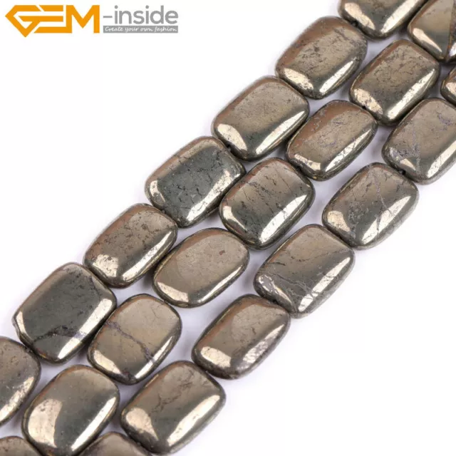 Natural Silver Gray Pyrite Rectangle Stone Beads for Jewelry Making Lot Bulk10mm