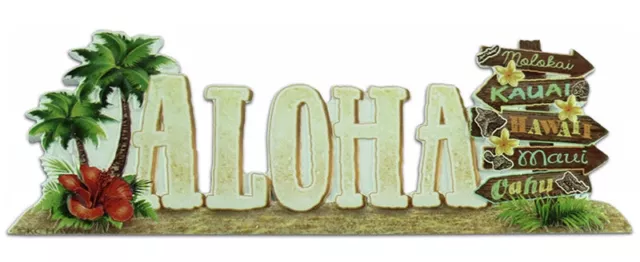 Poly Resin Wall Table Sign Aloha Hawaiian Islands Hawaii Home Bar Office Decor N