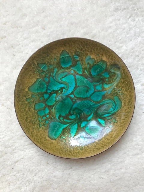 Mid Century Enamel Plate - Copper - signed by Fran