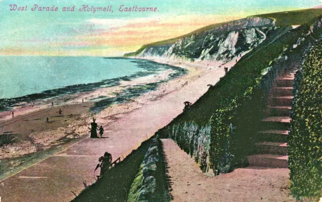 Sussex Postcard Eastbourne C1910 West Parade And Holywell Local By Carter & Co