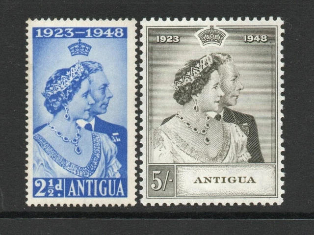 Antigua Sg 112-13 Gvi 1948 Royal Silver Wedding Pair. Mnh