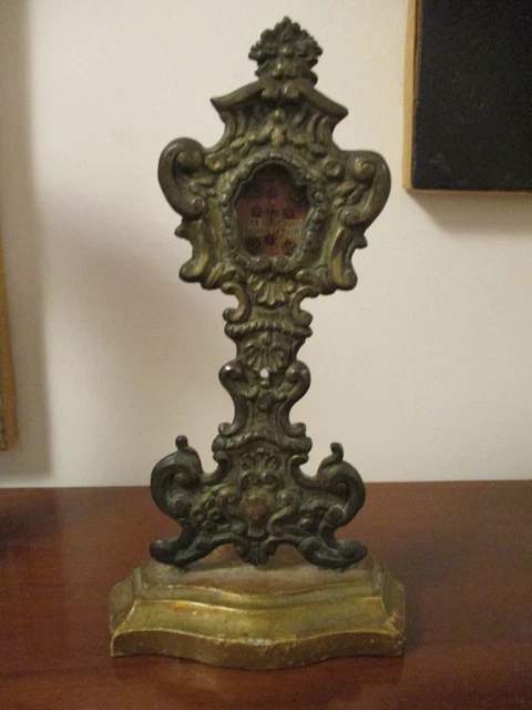 Old Reliquary Bronzo Relic Reliquia Croce Di Nostro Signore Gesu' Cristo 1826-30