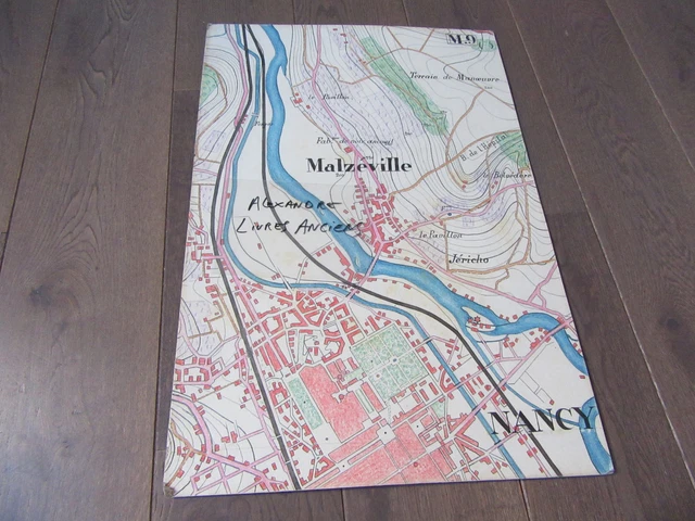 1890 GRAND MANUSCRIPT PLAN NANCY MALZEVILLE Meurthe-et-Moselle