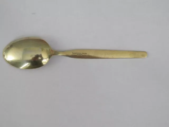 Green Enameled Th.marthinsen Sterling Gold Gilt Teaspoon-6 1/8" 3