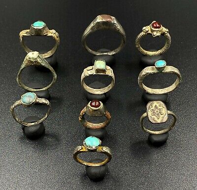 Vintage Ancient Roman Greek Sasanian Jewelry Bronze Gems Signet Rings Antiquity