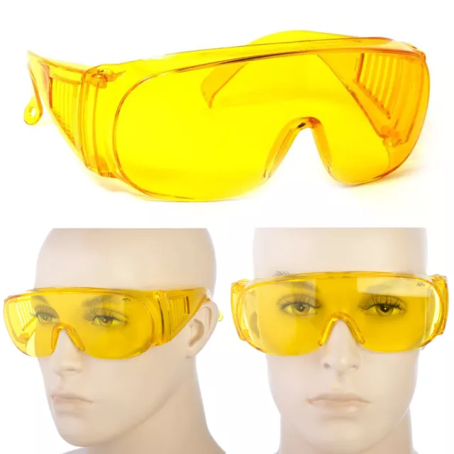 1 Par Sol Ajuste Sobre Marco Cubierta Gafas Unidad Lente Seguridad Grande Yellow