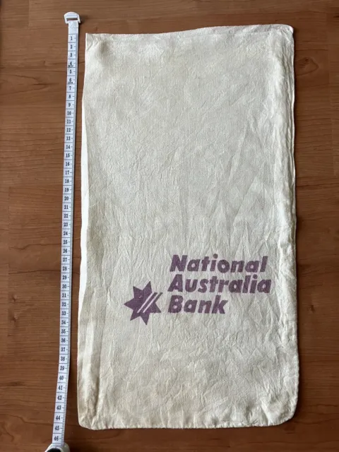 Vintage National Australia Bank - Calico Money Coin Bag - Good Condition
