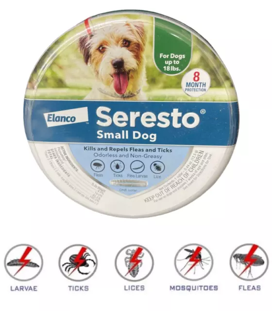 Collar Antipulgas y Garrapatas 8 Meses Protección Ajustable Perro Pequeño |Nuevo