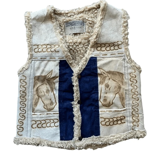 Vintage Kids Leather Sheppard Cowboy Horse Vest