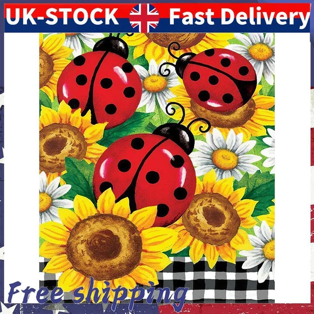 DIY Diamond Painting Sunflower Ladybug Full Round Drill Mosaic Drawing Home Arts